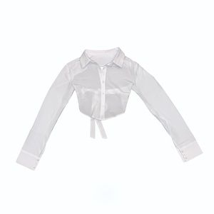 Open Back Button Up Crop Top